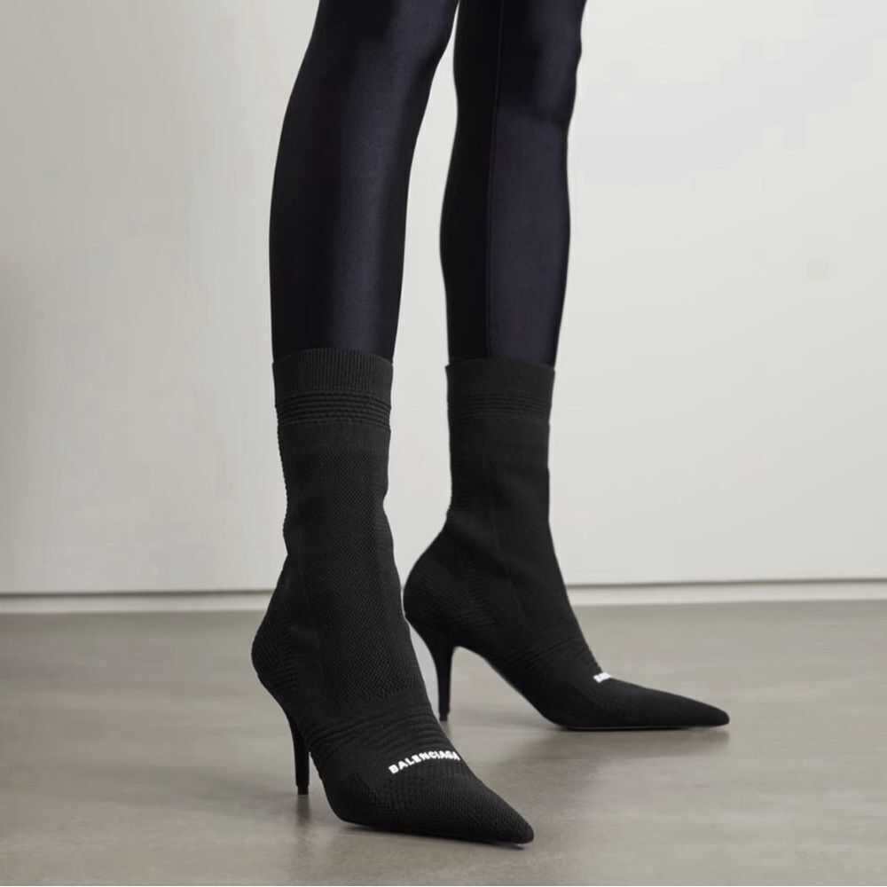 Balenciaga Knife 2.0 logo-appliquéd stretch-knit ankle boots - Picture 2 of 12